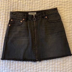 Free People Black Denim Mini Skirt, Size 26